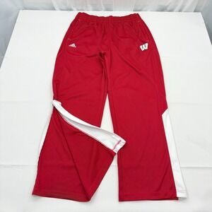 Adidas Wisconsin Badgers Wide Leg Baggy Pants Mens XL Warm Up Climalite Red